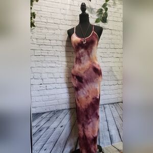 Tye Dye Long Spaghetti Strap Dress. Size S